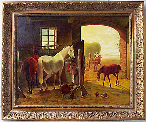 "Pferde und Fohlen im Stall", Emil Volkers